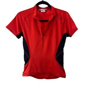 Sugoi Jersey Women's Size M Cycling Jersey Shirt Pockets Half Zipper Red Black